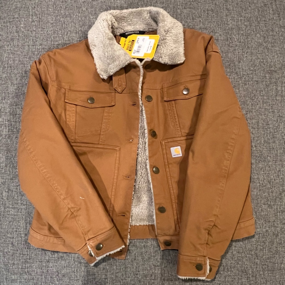 BRAND NEW 
Carhartt Rugged Flex Tan Jacket with Sherpa Lining
